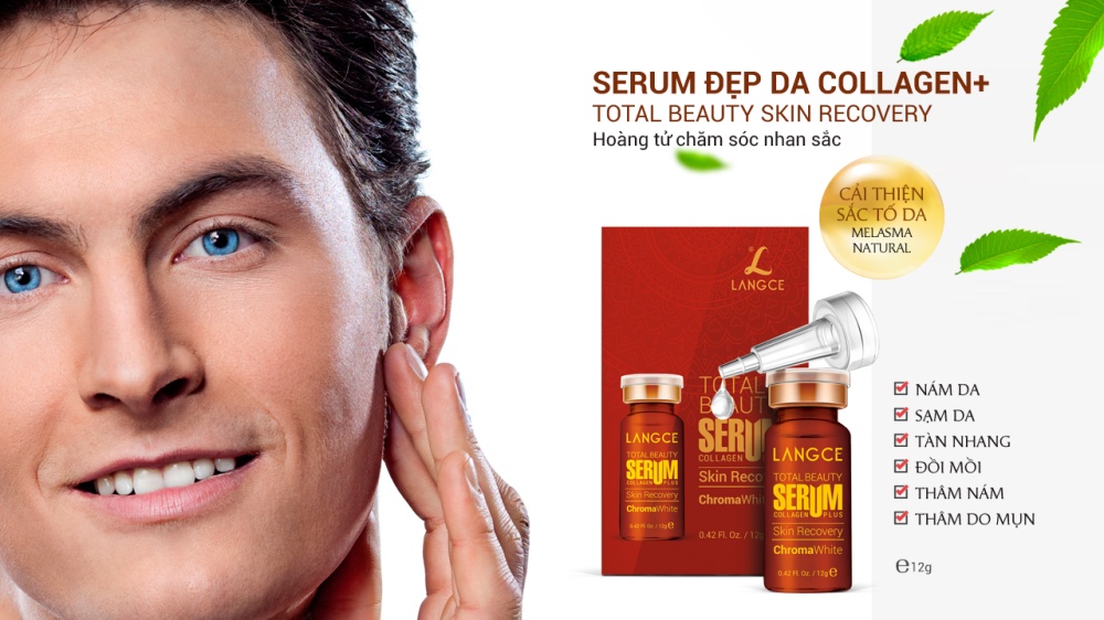 Serum Chữa Nám, Tàn Nhang, Đồi Mồi Collagen+ Đẹp Da 12ml LANGCE Total Beauty dành cho nam