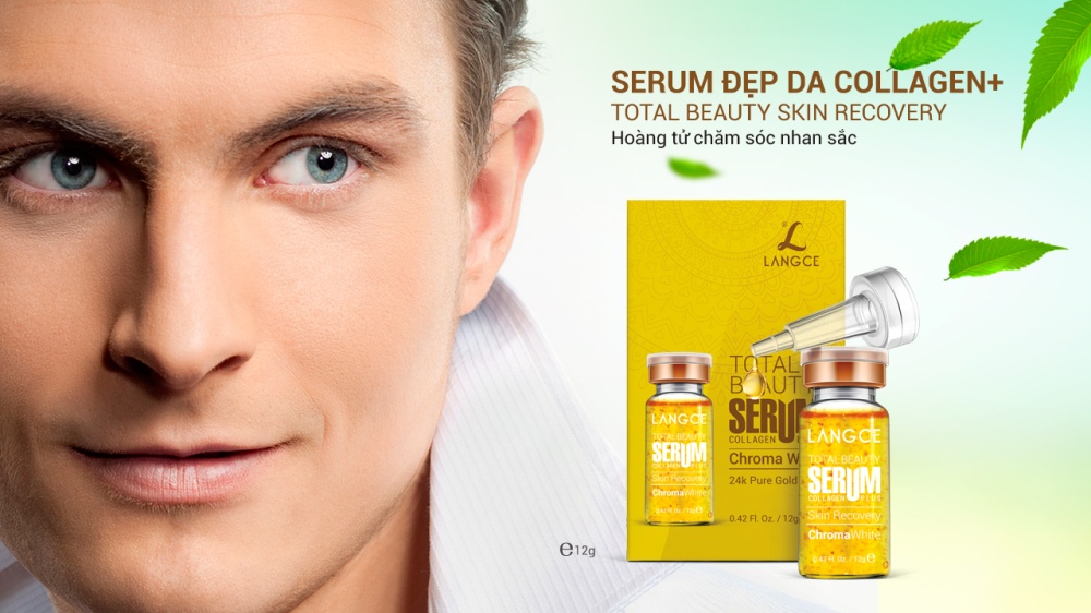 Serum Vàng 24K Trắng Da Chuyên Sâu Collagen+ Đẹp Da 12ml LANGCE Total Beauty dành cho nam