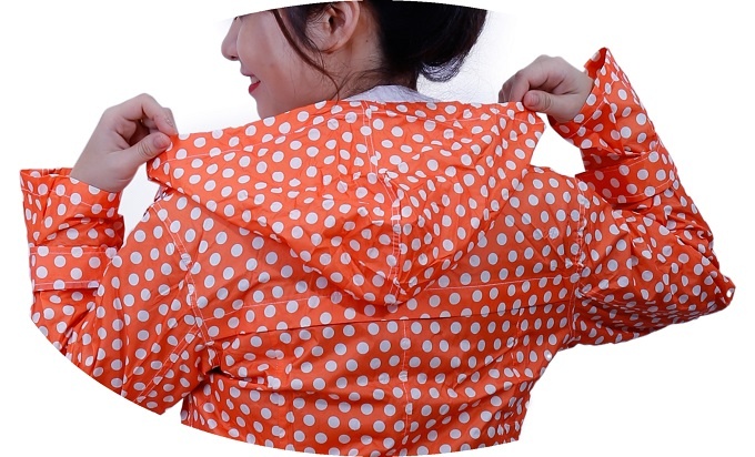 Áo mưa thời trang ST45 (Cam chấm bi trắng)