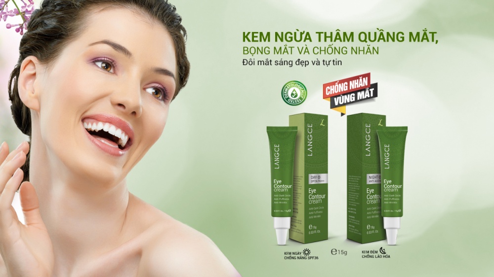 Bộ kem trị thâm quầng mắt bọng mắt chống nhăn 15g ngày và gel rửa mặt sinh học đẹp da collagen + chiết xuất hồng sâm 100g LANGCE