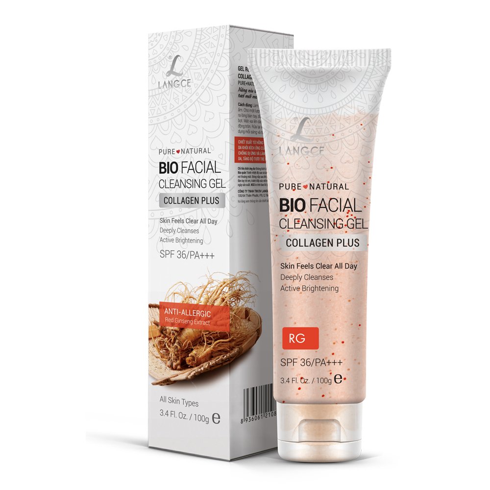 Bộ kem trị thâm quầng mắt bọng mắt chống nhăn 15g ngày và gel rửa mặt sinh học đẹp da collagen + chiết xuất hồng sâm 100g LANGCE