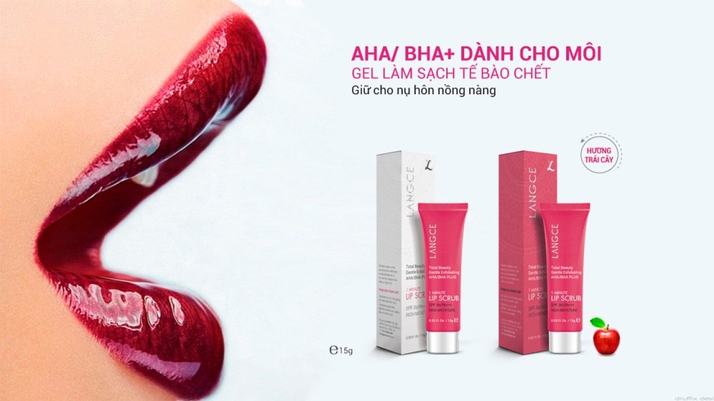 Bộ tẩy tế bào chết môi aha/bha+ trái cây 15g và kem trị thâm quầng mắt bọng mắt chống nhăn 15g ngày LANGCE dành cho nam