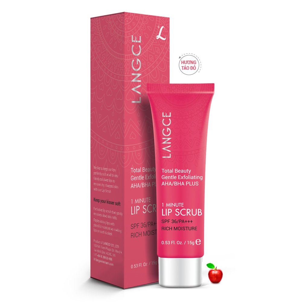 Bộ tẩy tế bào chết môi aha/bha+ trái cây 15g và kem trị thâm quầng mắt bọng mắt chống nhăn 15g ngày LANGCE dành cho nam