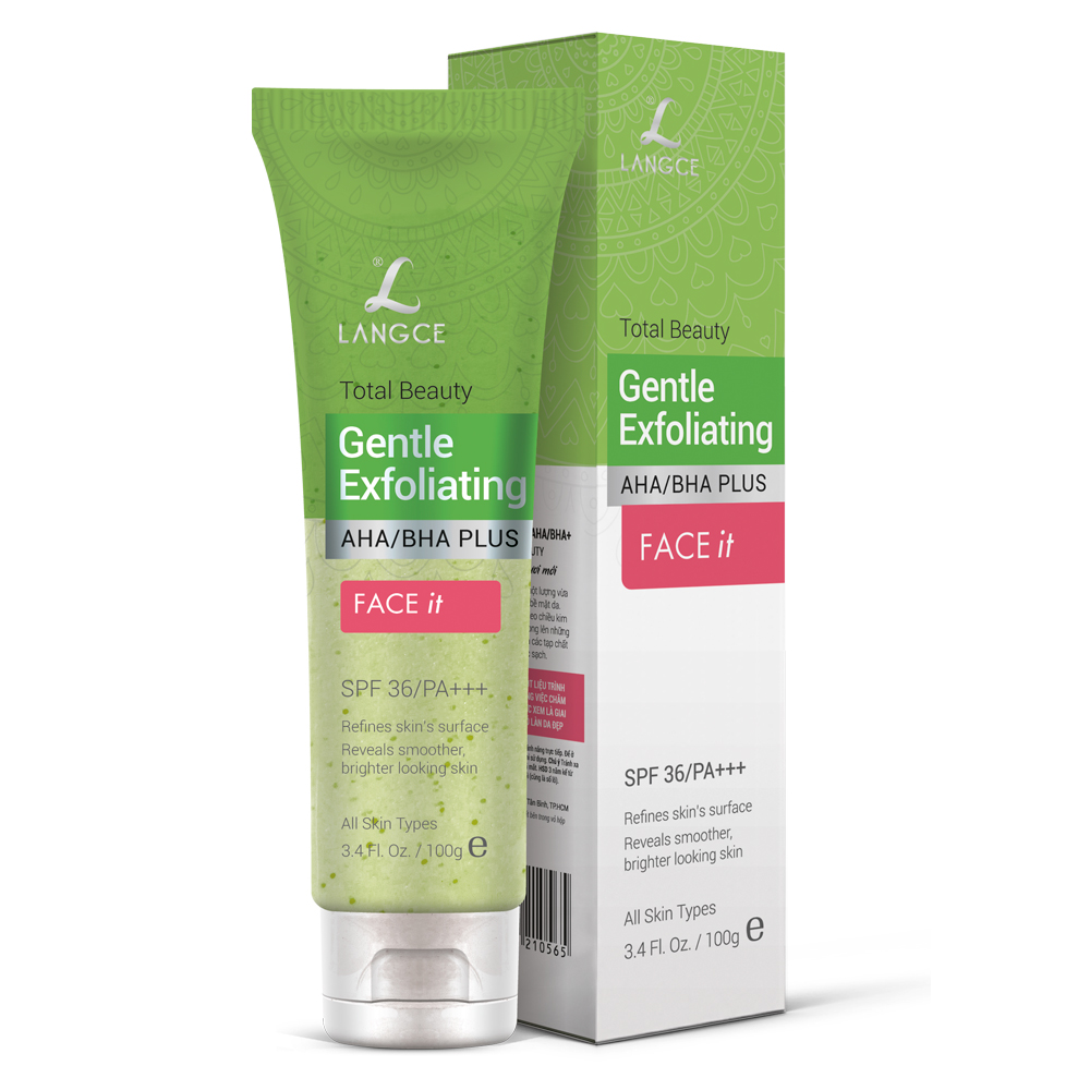 Bộ khoáng xịt dưỡng da giữ ẩm, cân bằng pH 120ml và tẩy tế bào chết aha/bha+ FACE it - da mặt 100g LANGCE dành cho nam