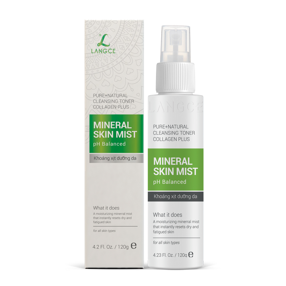 Bộ khoáng xịt dưỡng da giữ ẩm, cân bằng pH 120ml và tẩy tế bào chết aha/bha+ FACE it - da mặt 100g LANGCE dành cho nam