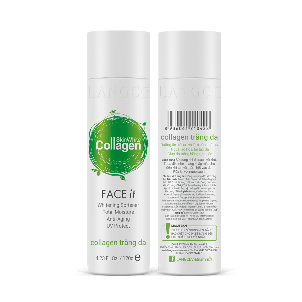 Bộ dưỡng trắng đẹp da giữ ẩm Toner - nước cân bằng mịn da và Collagen trắng da 120ml LANGCE dành cho nam