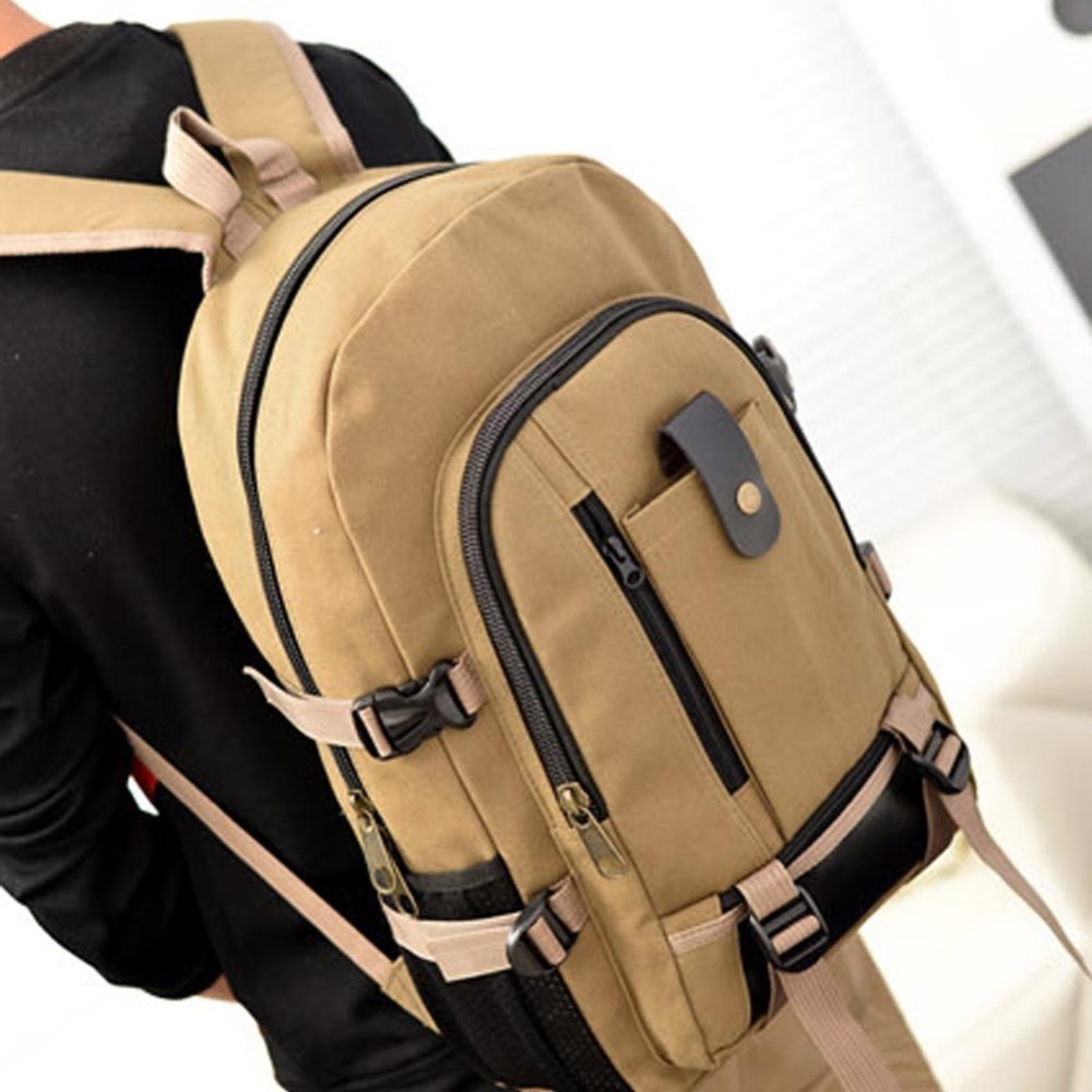 Amart Canvas Men′s Backpacks Outdoor Men Bags Casual Backpack(Khaki) - intl