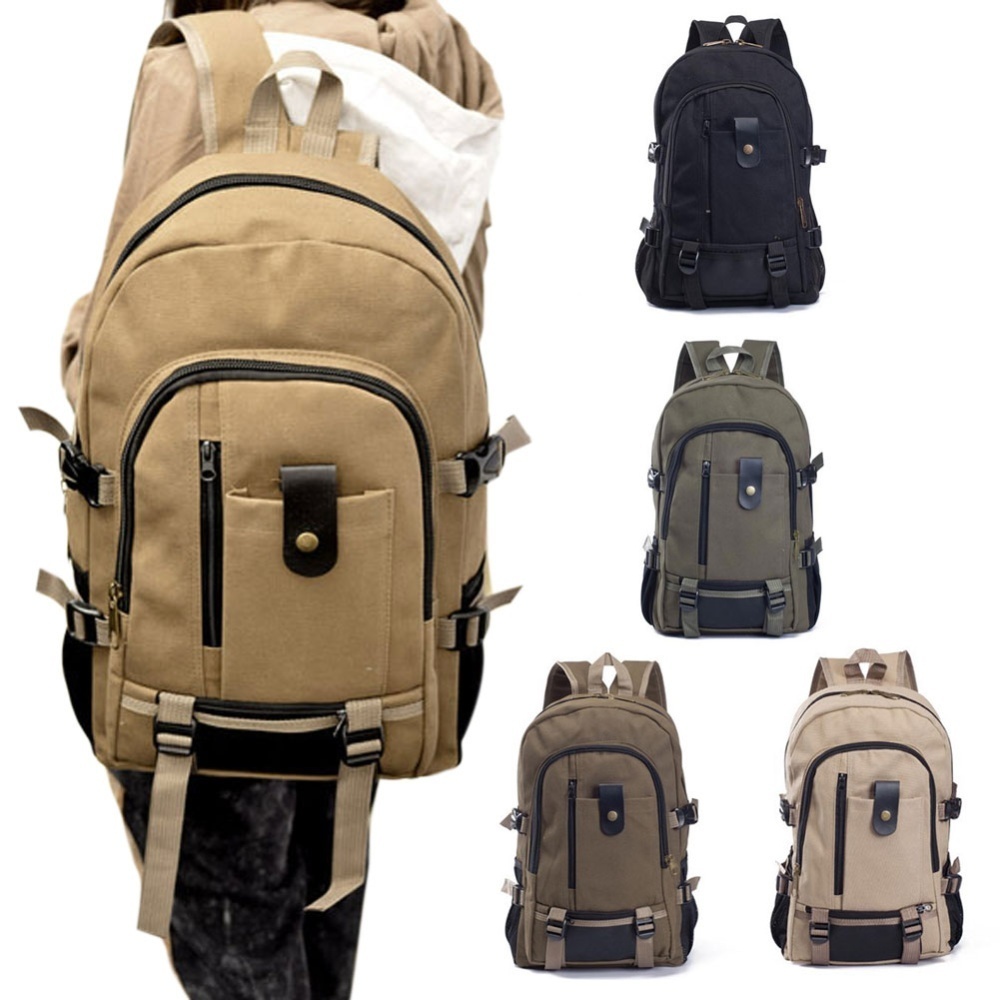 Amart Canvas Men′s Backpacks Outdoor Men Bags Casual Backpack(Khaki) - intl