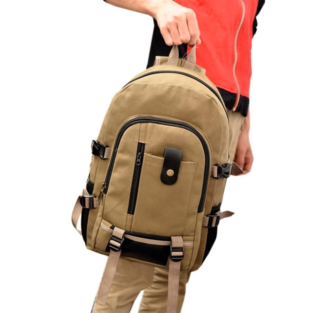 Amart Canvas Men′s Backpacks Outdoor Men Bags Casual Backpack(Khaki) - intl