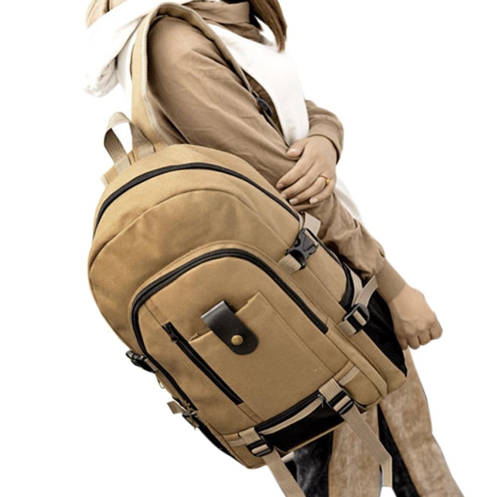 Amart Canvas Men′s Backpacks Outdoor Men Bags Casual Backpack(Khaki) - intl