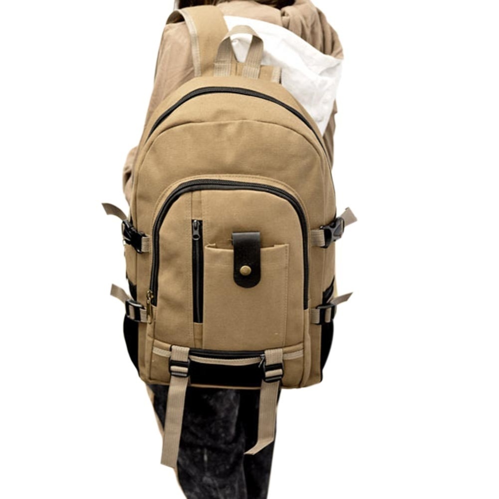 Amart Canvas Men′s Backpacks Outdoor Men Bags Casual Backpack(Khaki) - intl