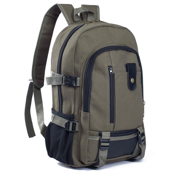 Amart Canvas Men′s Backpacks Outdoor Men Bags Casual Backpack(Khaki) - intl