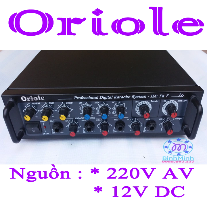 Ampli Mini Karaoke Oriole HA Pa7 220V hoặc Acquy 12V DC