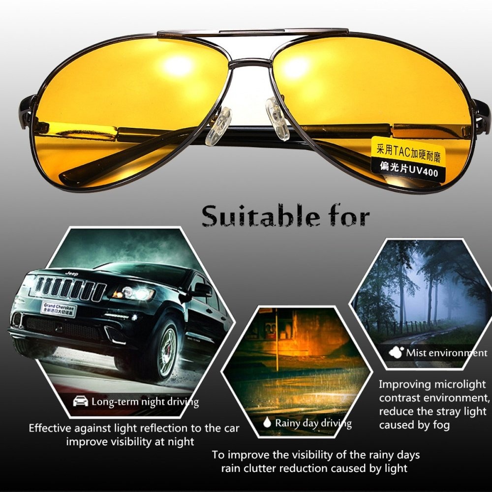 2Pcs Fashion UV400 Polarized Anti-Glare Night Car Driving Men Eyeglasses Sunglasses - intl