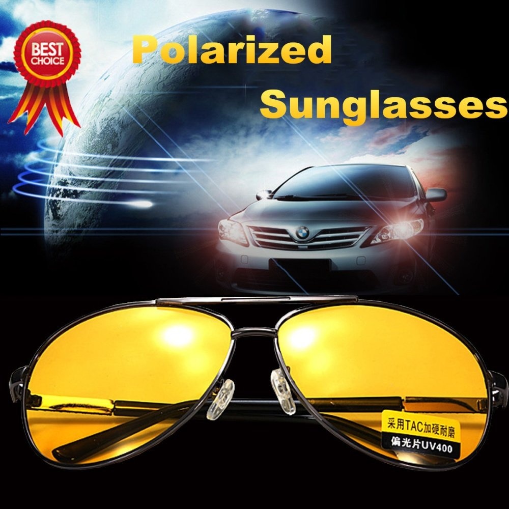 2Pcs Fashion UV400 Polarized Anti-Glare Night Car Driving Men Eyeglasses Sunglasses - intl