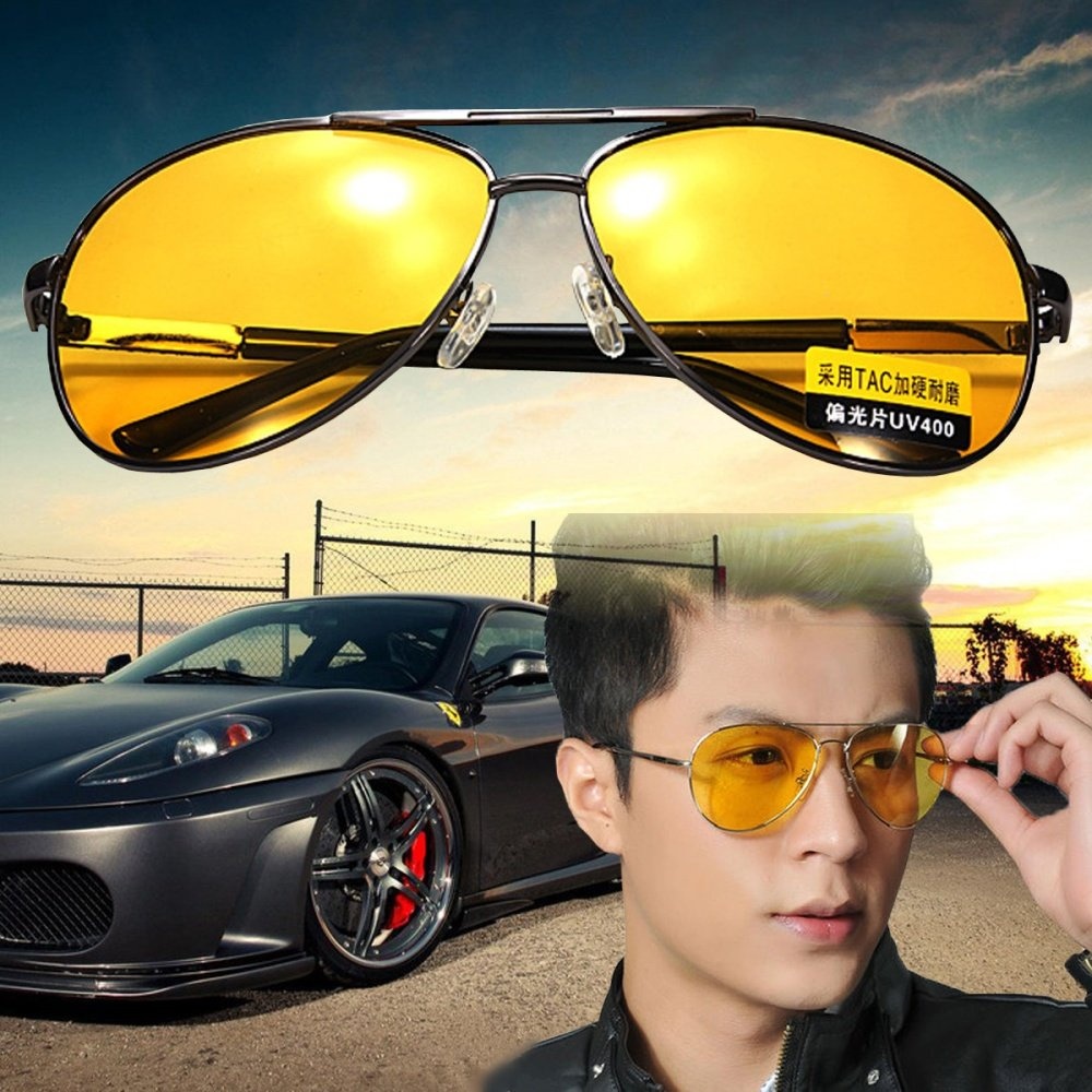 2Pcs Fashion UV400 Polarized Anti-Glare Night Car Driving Men Eyeglasses Sunglasses - intl