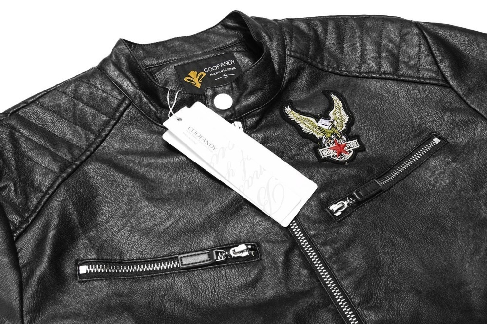 topsellers365 New Fashion Men Stand Collar Long Sleeve PU Faux-Leather Moto Biker Jacket (Black) - intl