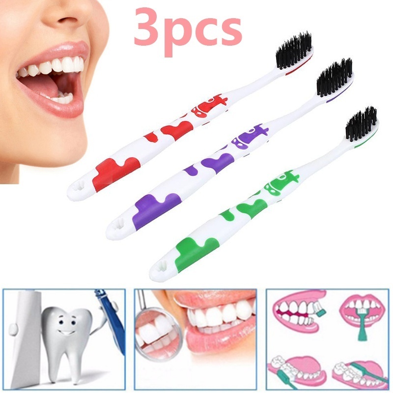 3Pcs Bamboo Charcoal Nano Tooth Brush Ultra Soft Toothbrush Friendly Oral Dental - intl