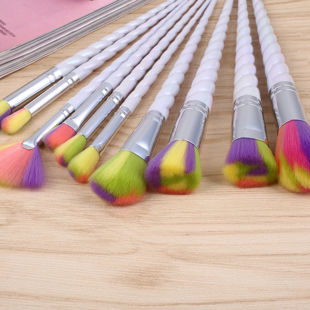 10pcs Makeup Rainbow Powder Eyeshadow Cosmetic Brush Set Portable Brushes - intl
