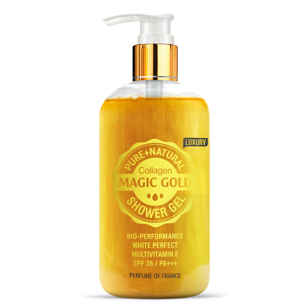 Bộ Gel Tắm Vàng 24K Trắng Da, Chống Nắng 250g + Gel Rửa Mặt Collagen+ Đẹp Da - Sữa ong Chúa 100ml LANGCE