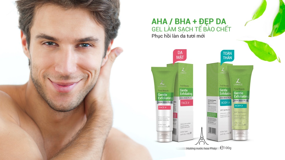 Tẩy Tế Bào Chết AHA/BHA+ FACE it - Da Mặt 100g TẶNG Gel Vệ Sinh 100ml LANGCE dành cho nam