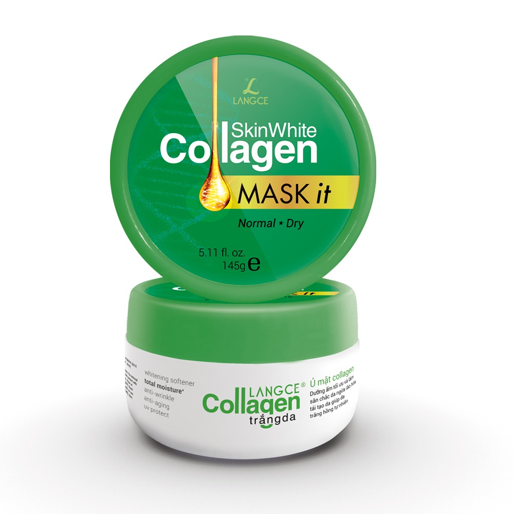 Mặt Nạ Dưỡng Trắng Đẹp Da Collagen Da Khô 145g TẶNG Tẩy Tế Bào Chết Toàn Thân 80g LANGCE dành cho nam