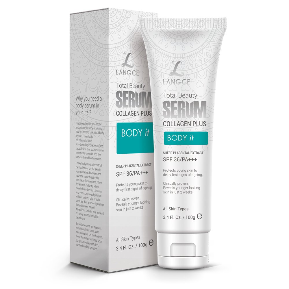 Bộ collagen trắng da chống lão hóa giữ ẩm toàn thân - BODY it 120ml và serum đẹp da toàn thân BODY it nhau thai cừu chống nắng SPF36/PA+++ 100g LANGCE dành cho nam