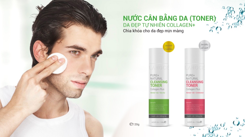 Toner - Nước Cân Bằng Mịn Da Ngừa Dị Ứng Da Dầu 120g TẶNG Gel Gội Sạch Vẩy Nấm, Gàu Hết Ngứa Da Đầu 100ml LANGCE dành cho nam