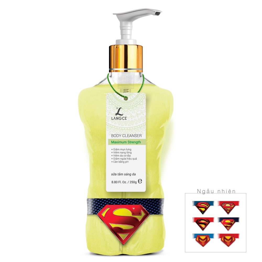 Sữa Tắm Gel Viêm Da Cơ Địa, Nang Lông, Ngừa Mụn 250g TẶNG Tẩy Tế Bào Chết Toàn Thân 80g LANGCE dành cho nam