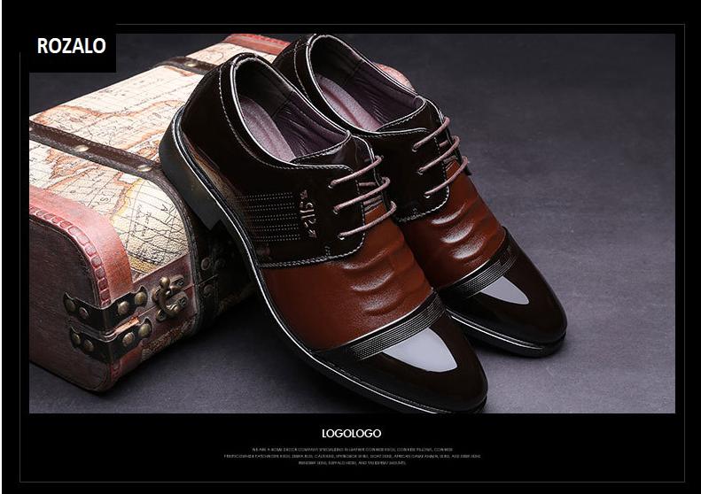 Giày tây da nam đế cao Rozalo RM51913N-Nâu