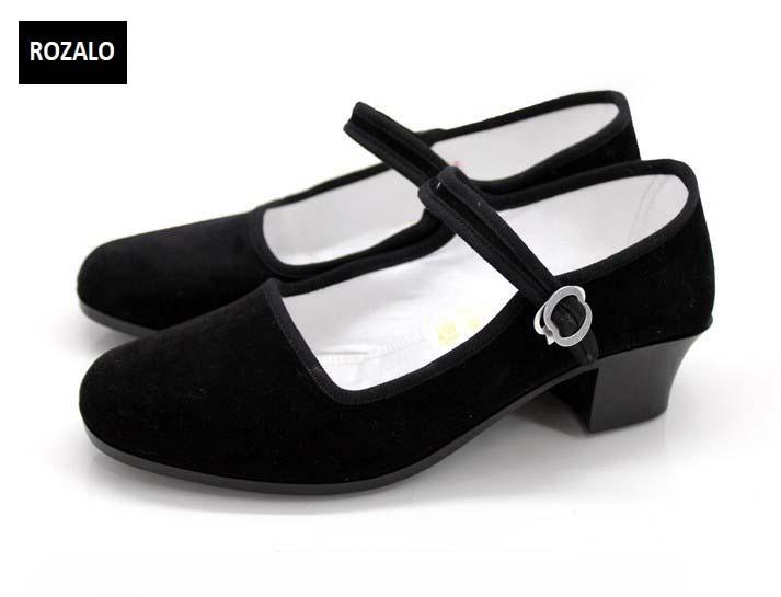 Giày nữ đế cao có quai Rozalo RW83185B - Đen
