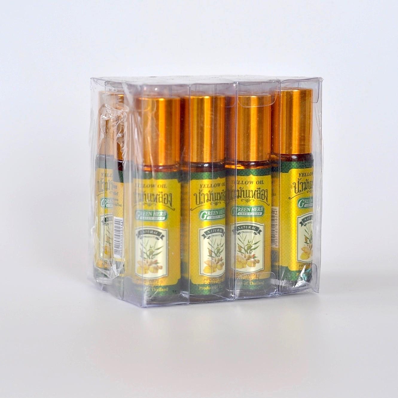 Bộ 12 Chai Dầu Gió Thảo Dược Vàng - Embrocation Yellow Herb 8Ml Nhập Khẩu Thái Lan