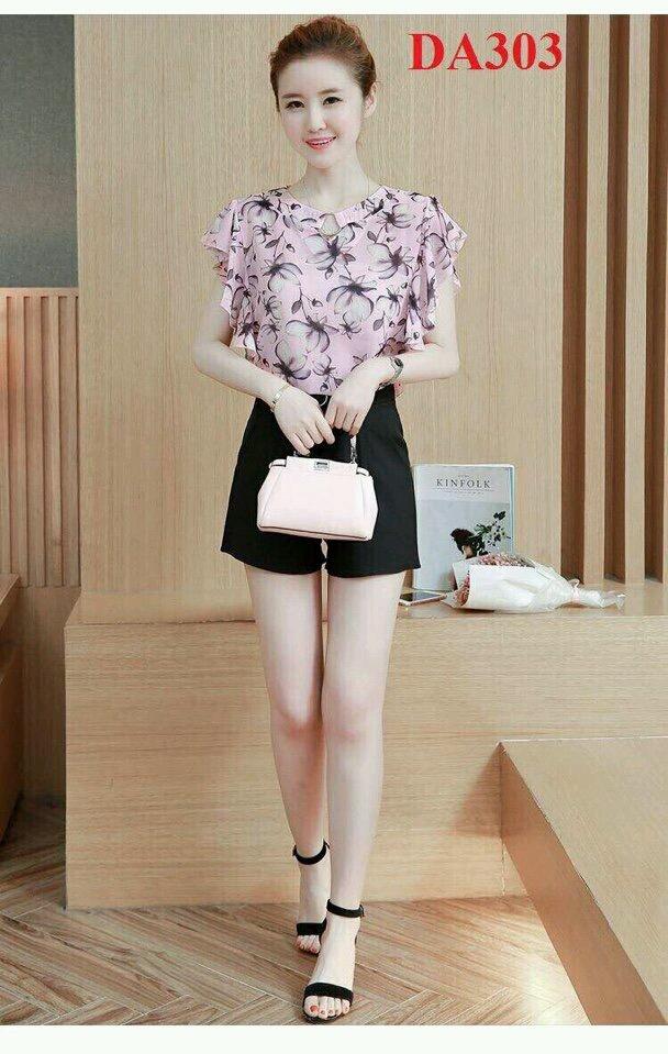 Set bộ áo tay bèo và quần short SET039