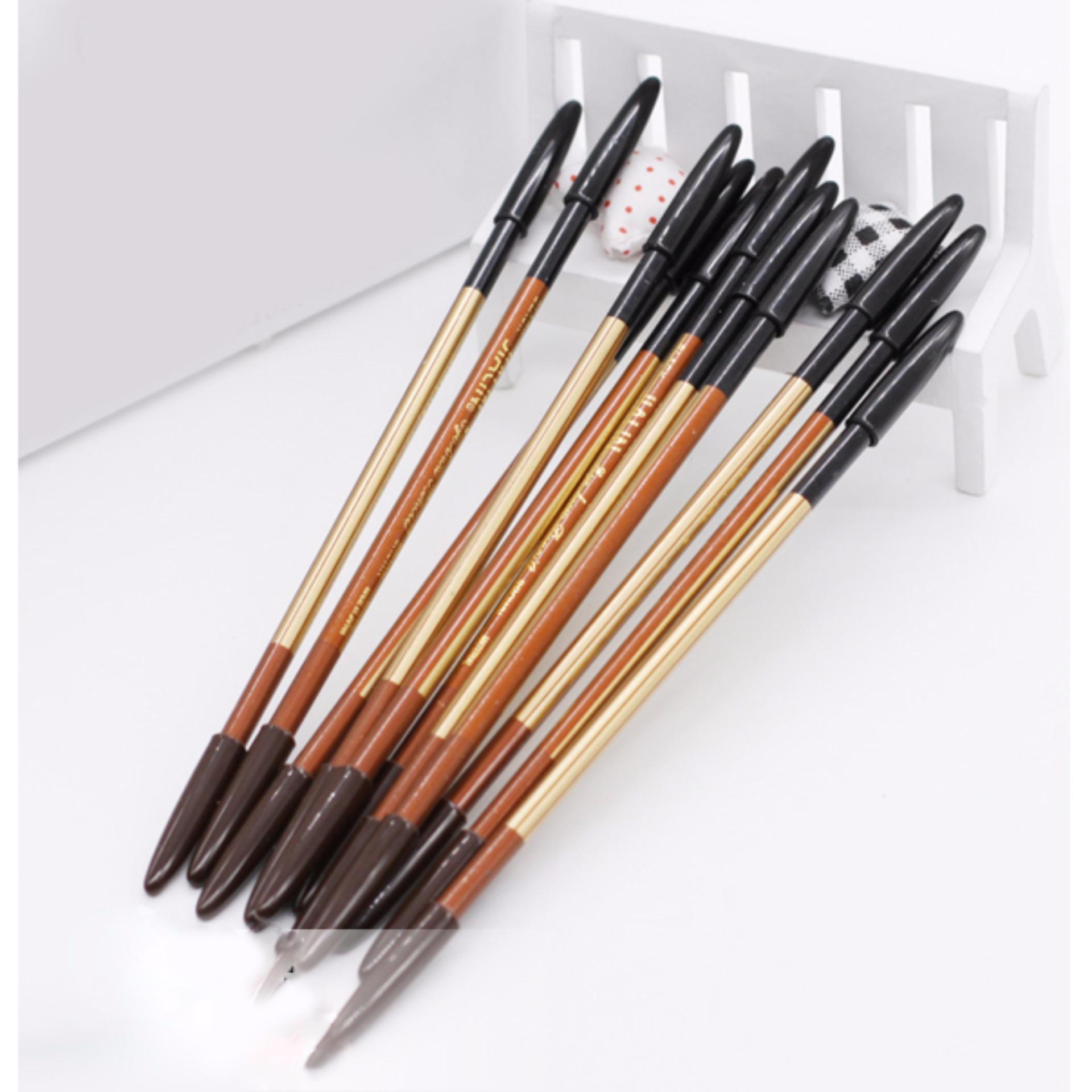 Bút Chì Kẻ Mày 2 Đầu Jialin Eye Brow Pencil Material Made In Japan (Nâu/Đen)