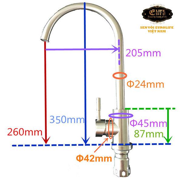 Vòi rửa chén nóng lạnh Inox SUS 304 Eurolife EL-T003-65.jpg
