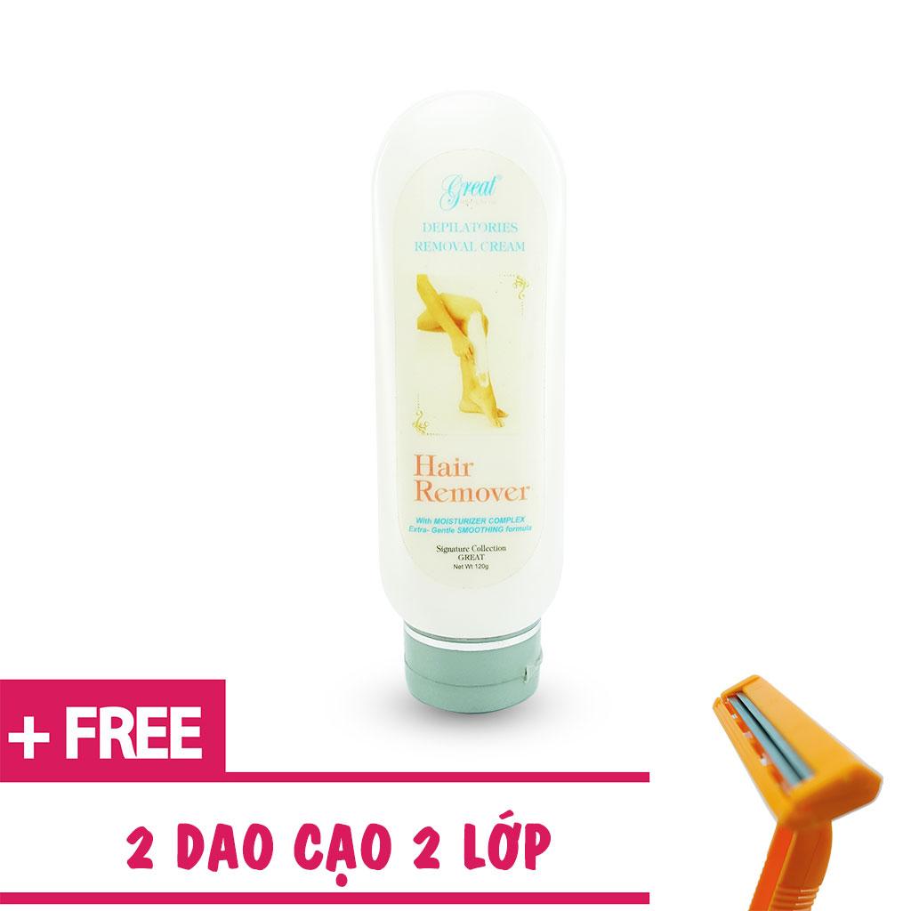 Kem Tẩy Lông 120G Great Hair Remover Tặng 2 Dao Cạo