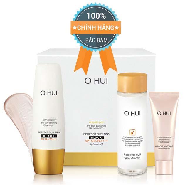 Set Chống Nắng Ohui Perfect Sun Pro Black Cao Cấp Chống Thấm Nước - Bộ 3 Sản Phẩm - Hàng Chính Hãng 100%.