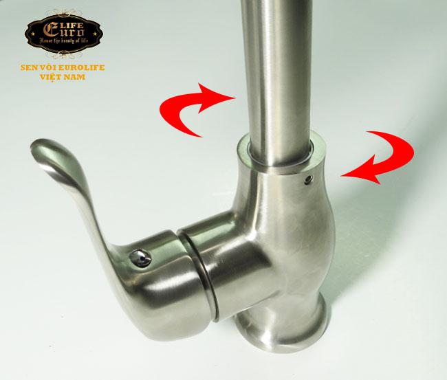 Vòi rửa chén nóng lạnh Inox SUS 304 Eurolife EL-T030 (Trắng vàng)-9.jpg