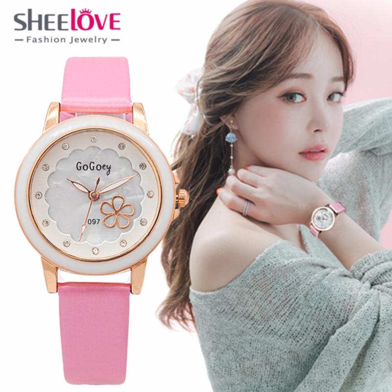 Đồng hồ nữ thời trang Hàn Quốc dây da trơn bóng mặt tròn 3 kim WH-0947 bán chạy