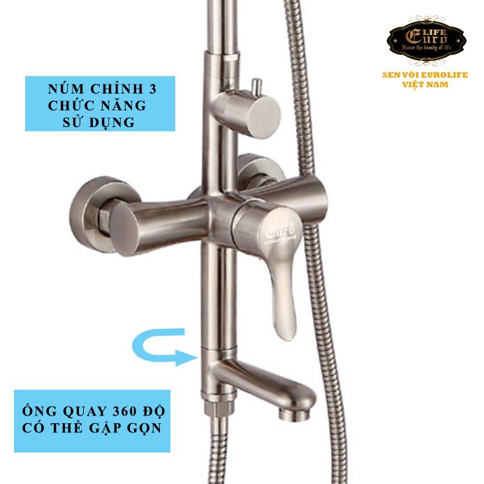 Bộ sen tắm đứng nóng lạnh Inox SUS 304 Eurolife EL-S917 (Trắng vàng)-2.jpg