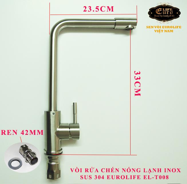 Vòi rửa chén nóng lạnh Inox SUS 304 Eurolife EL-T008 (Trắng vàng)-21.jpg