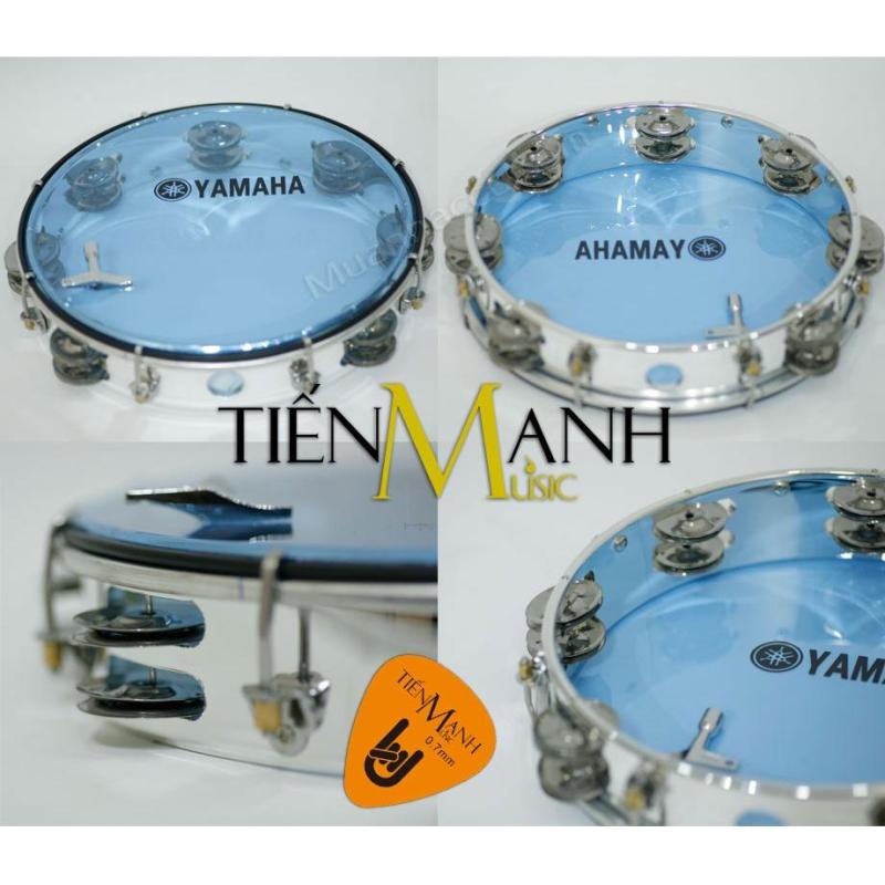 Trống lắc tay - Lục lạc gõ bo Tambourine Yamaha MT6-102B (Xanh Trong Suốt - Trống chơi nhạc chế gõ po - Xipo - Tặng móng gẩy Tiến Mạnh Music)