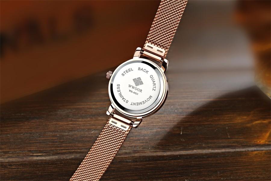 Đồng hồ nữ thời trang dây nhuyễn thép không gỉ cao cấp WWOOR 8823 (M Rose Gold)