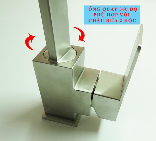 Vòi rửa chén nóng lạnh Inox SUS 304 Eurolife EL-T002 (Trắng vàng)-23.jpg