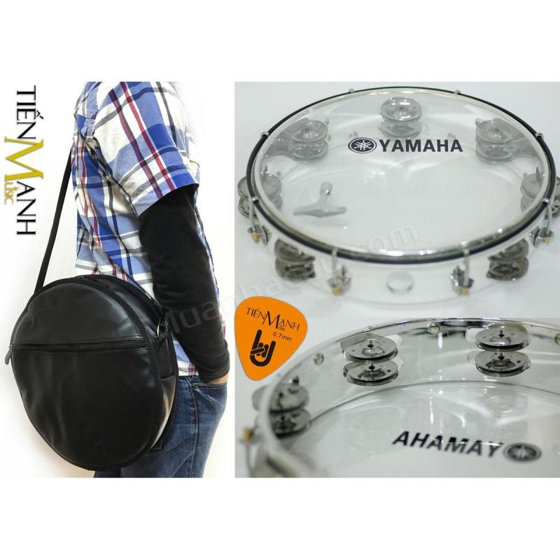 Combo Trống lắc tay và Bao đựng Lục Lạc Gõ Bo Tambourine Yamaha MT6-102T (Trong suốt - Trống chơi nhạc chế gõ po - Xipo - Tặng móng gẩy Tiến Mạnh Music)