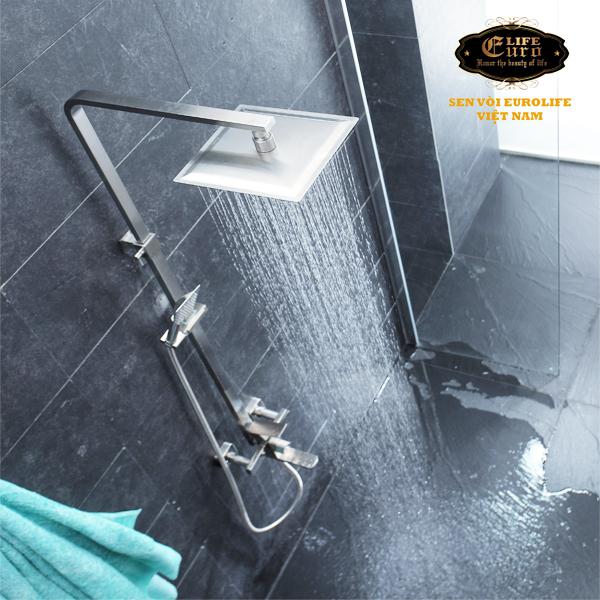 Bộ sen tắm đứng nóng lạnh Inox SUS 304 Eurolife EL-S908 (Trắng vàng) - 4