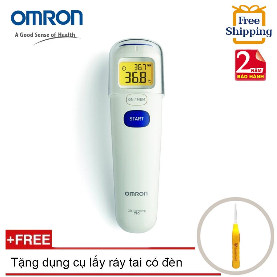 Nhiệt Kế Đo Trán Omron Mc 720 (Trắng) + Tặng Dụng Cụ Ráy Tai Có Đèn (Oem)