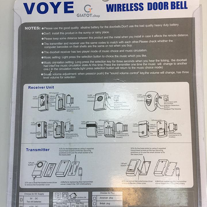 Chuông cửa đơn dùng pin VoYe V001A cao cấp_6.jpg