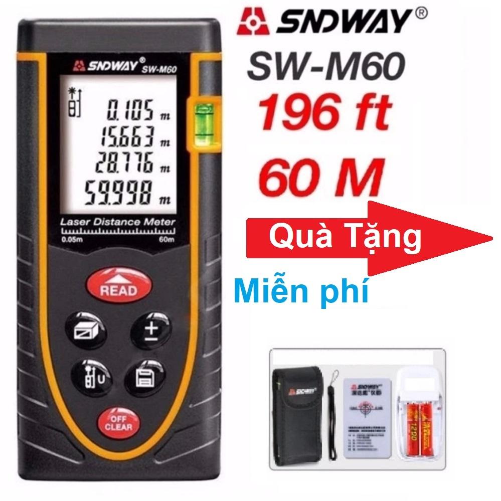 Máy Đo Khoảng Cách Laser SNDWAY SW-M60, Phạm Vi 60m, Chính Xác ±1.5mm, IP54, Pin AAA