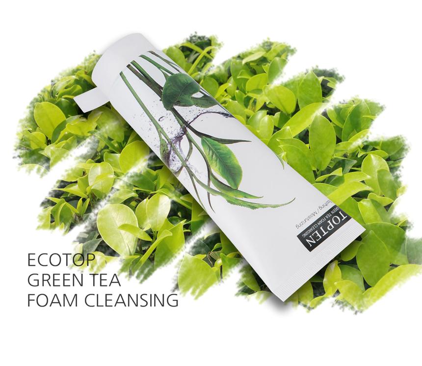 Sữa rửa mặt dưỡng trắng da ngừa mụn chiết xuất trà xanh TOPTEN Green Tea Foam Cleansing 120ml - ecotop.greentea